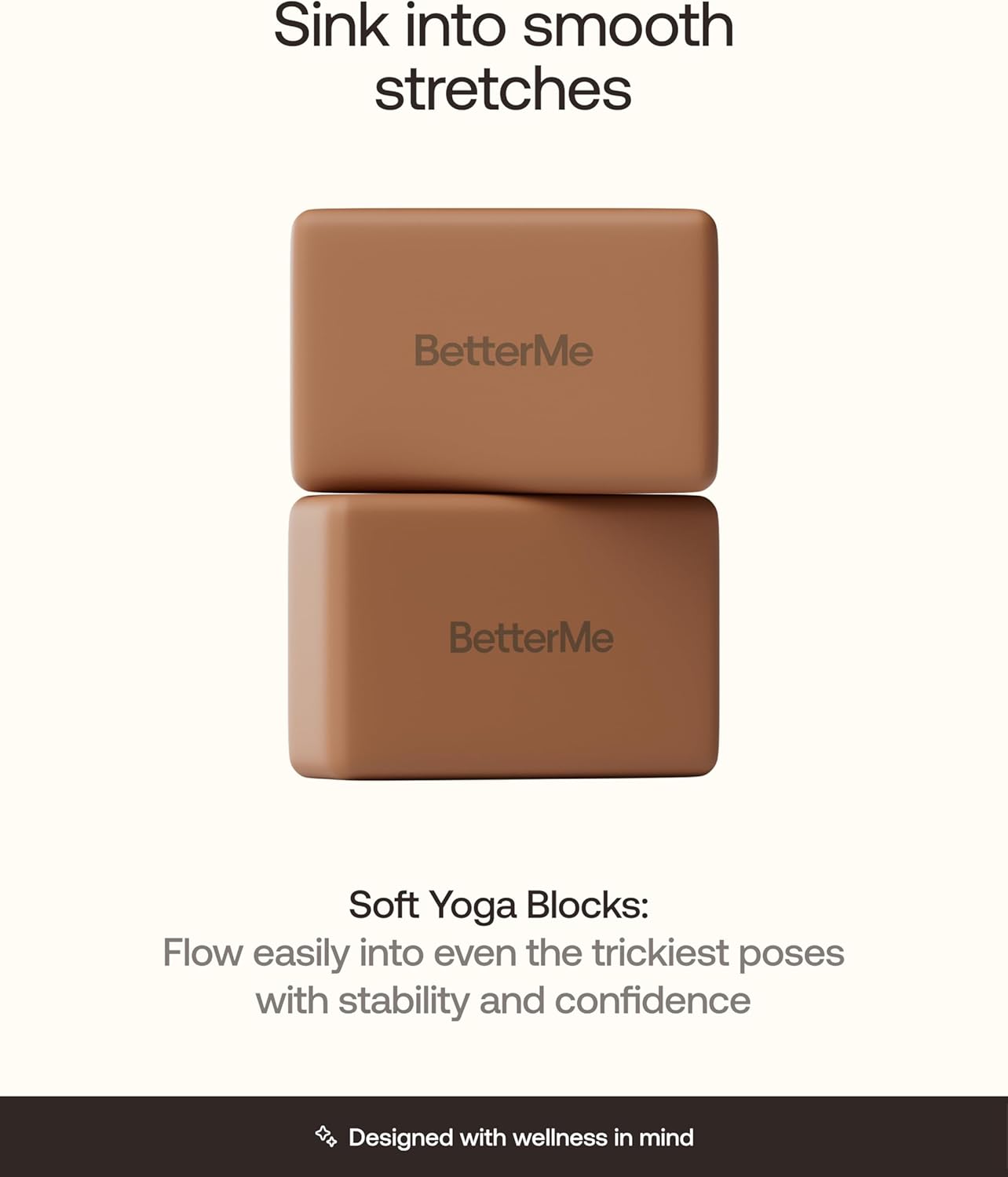 BetterMe Yoga Blocks Set of 2 – High Density Foam Yoga Blocks for Stretching, Pilates & Workouts – Lightweight Non-Slip Exercise Blocks for Flexibility & Balance