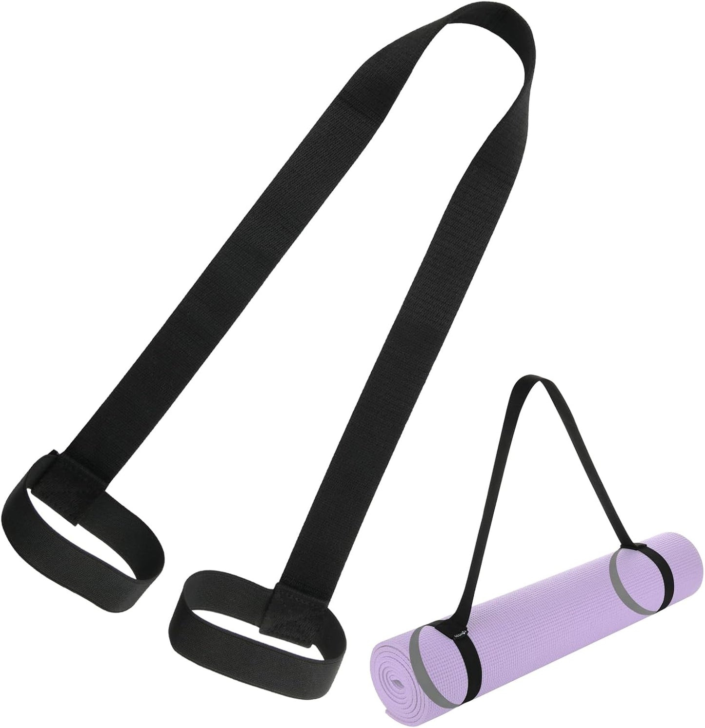 Cosmos Yoga Pilates Mat Strap - Looped Sling/Harness/Carrier Strap with Stretching Band Loops for Pilates, Exercises & Aerobics Mat Carrying - Soft & Durable Cotton, Black