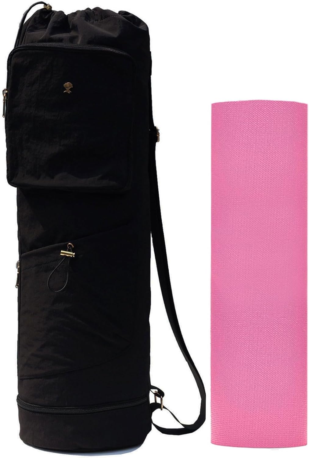 ESVAN Yoga Mat Bag with Multi Pockets Drawstring Yoga Mat Carrier Pilates Exercise Multi-Functional Storage Bag