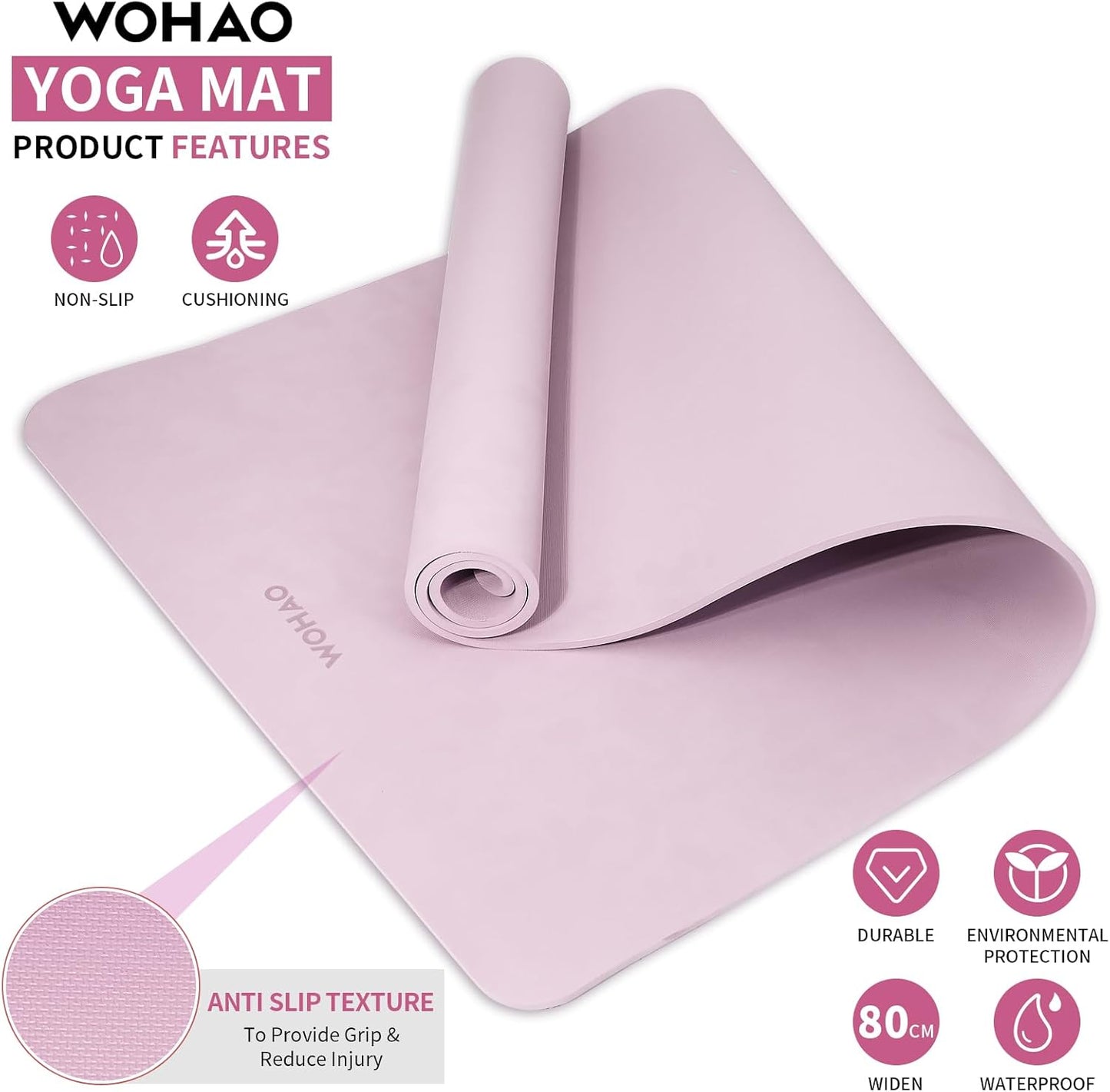 Extra Wide & Thick 8mm Yoga Mat, 72"x31.5" Large Non Slip Exercise Mat, Premium POE Material for Superior Cushioning & Stability, with Strap for Home Gym, Pilates