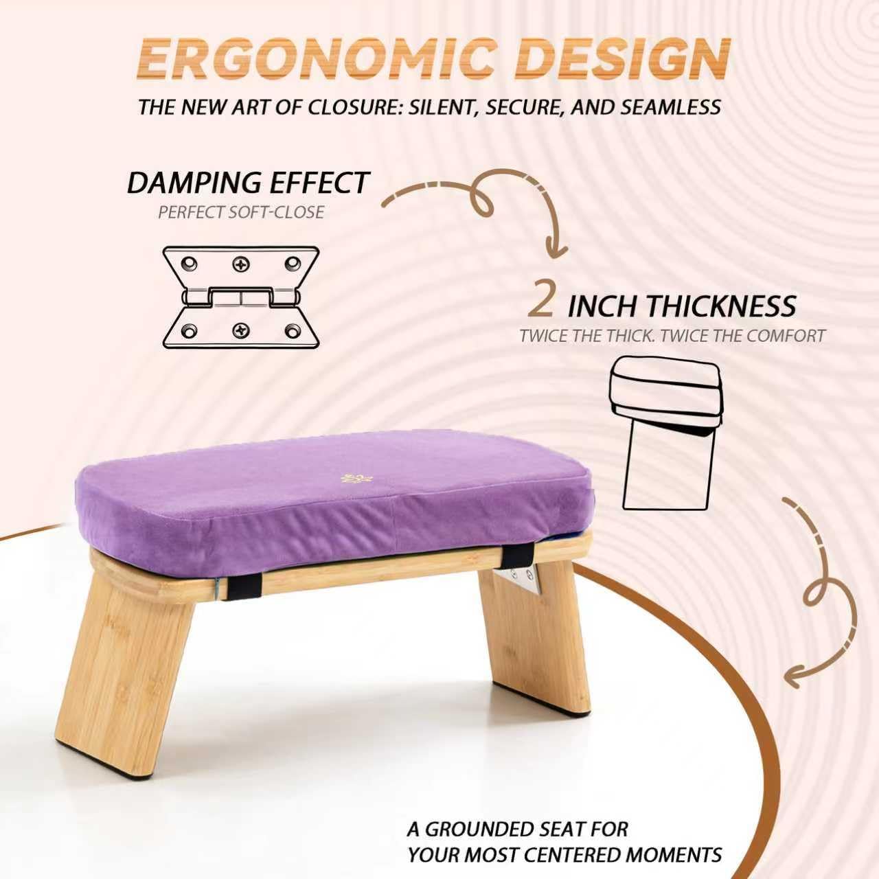 Meditation Bench, Bamboo Meditation Stool, Folding Kneeling Meditation Bench, Seiza Prayer Bench, Prayer Bench with Meditation Cushion, Kneeling Stool(Green-Bag)