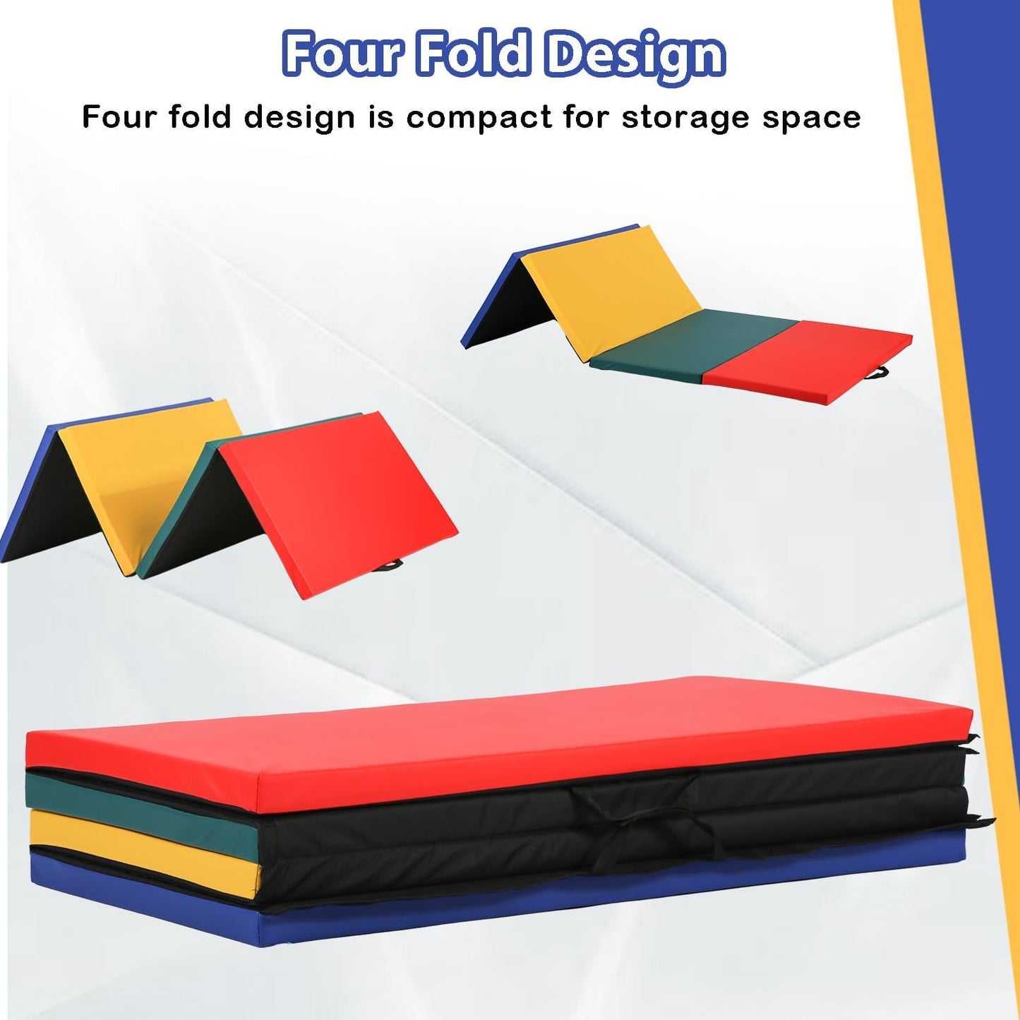 Gymnastics Tumbling Mats Portable Gymnastics Mat Folding Tumbling Mat Thick Yoga Mat Exercise Mat with Carrying Handles for home Workout outdoor Yoga Gymnastic