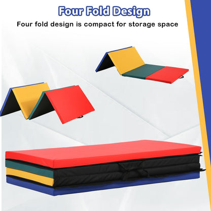 Gymnastics Tumbling Mats Portable Gymnastics Mat Folding Tumbling Mat Thick Yoga Mat Exercise Mat with Carrying Handles for home Workout outdoor Yoga Gymnastic