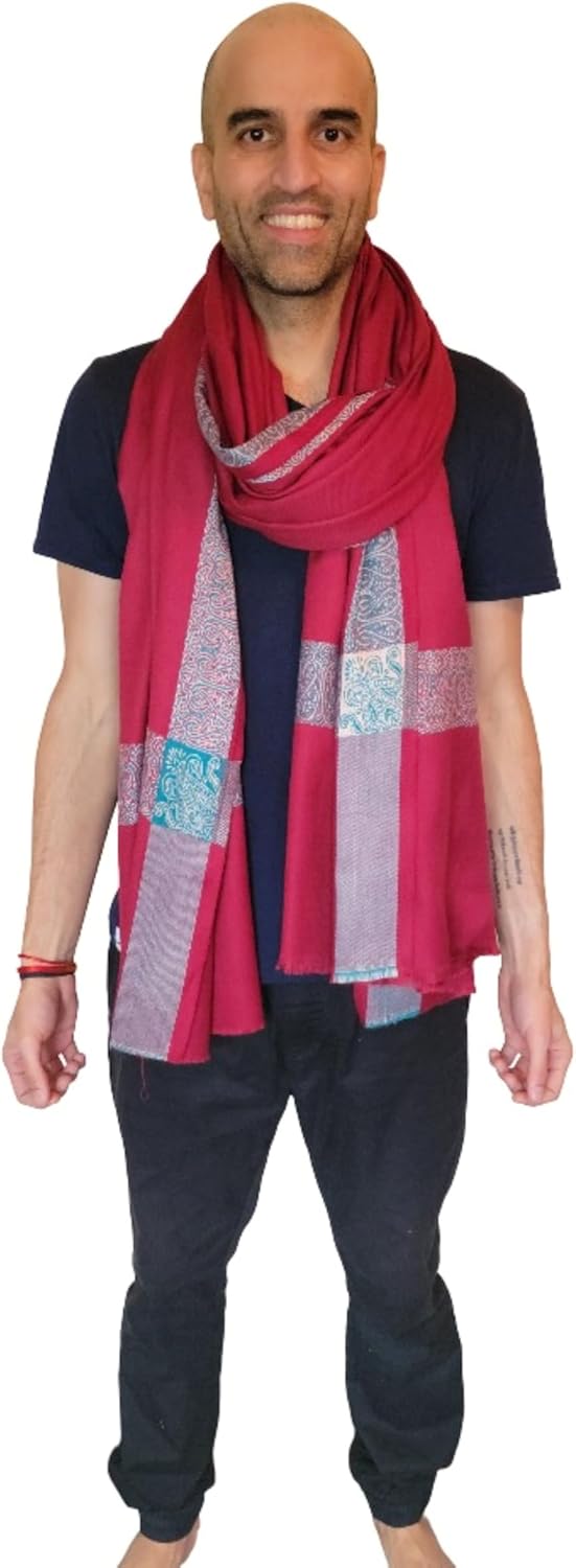 Soft Premium Wool Blend Meditation Shawl - Large Unisex Prayer Wrap, Oversize Scarf & Versatile Blanket