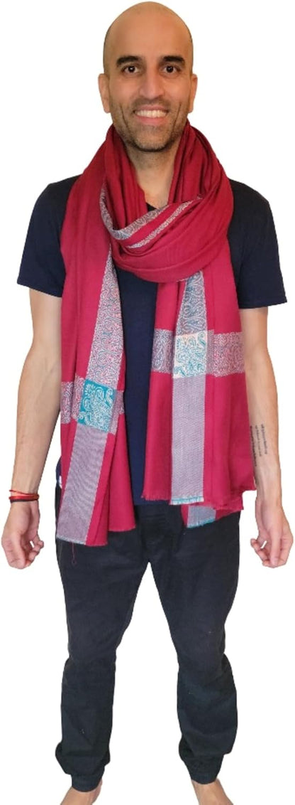 Soft Premium Wool Blend Meditation Shawl - Large Unisex Prayer Wrap, Oversize Scarf & Versatile Blanket