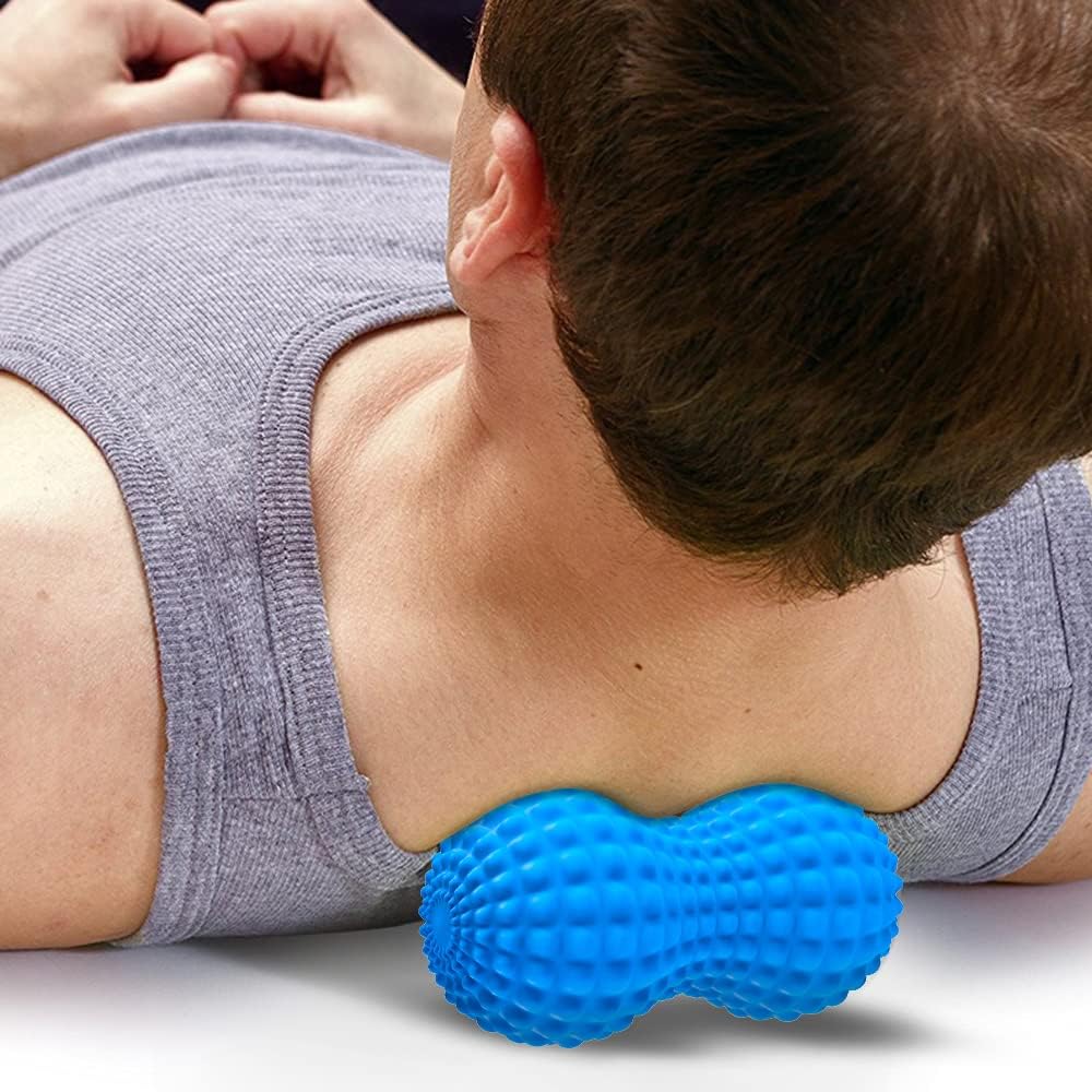 SELEWARE Peanut Massage Ball, Peanut Double Lacrosse Massage Roller Ball for Back Neck Shoulder Spine Legs Hips, Deep Tissue Peanut Roller Ball Trigger Point Muscle Massage Ball, Black