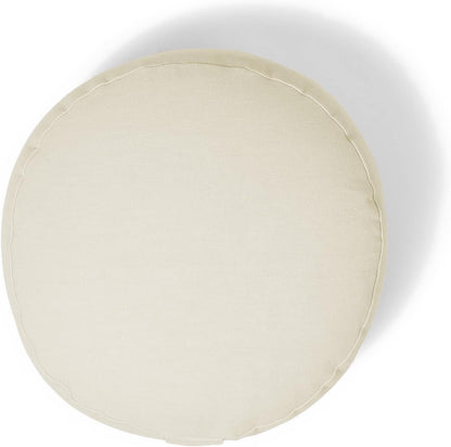 Organic Round Meditation Cushion by renoo - Durable Comfortable Cotton, Linen, Hemp - Modern Zafu - Buckwheat Floor Pillow Yoga Bolster in 15 Colors Removable Cover - 15 inches - Vanilla