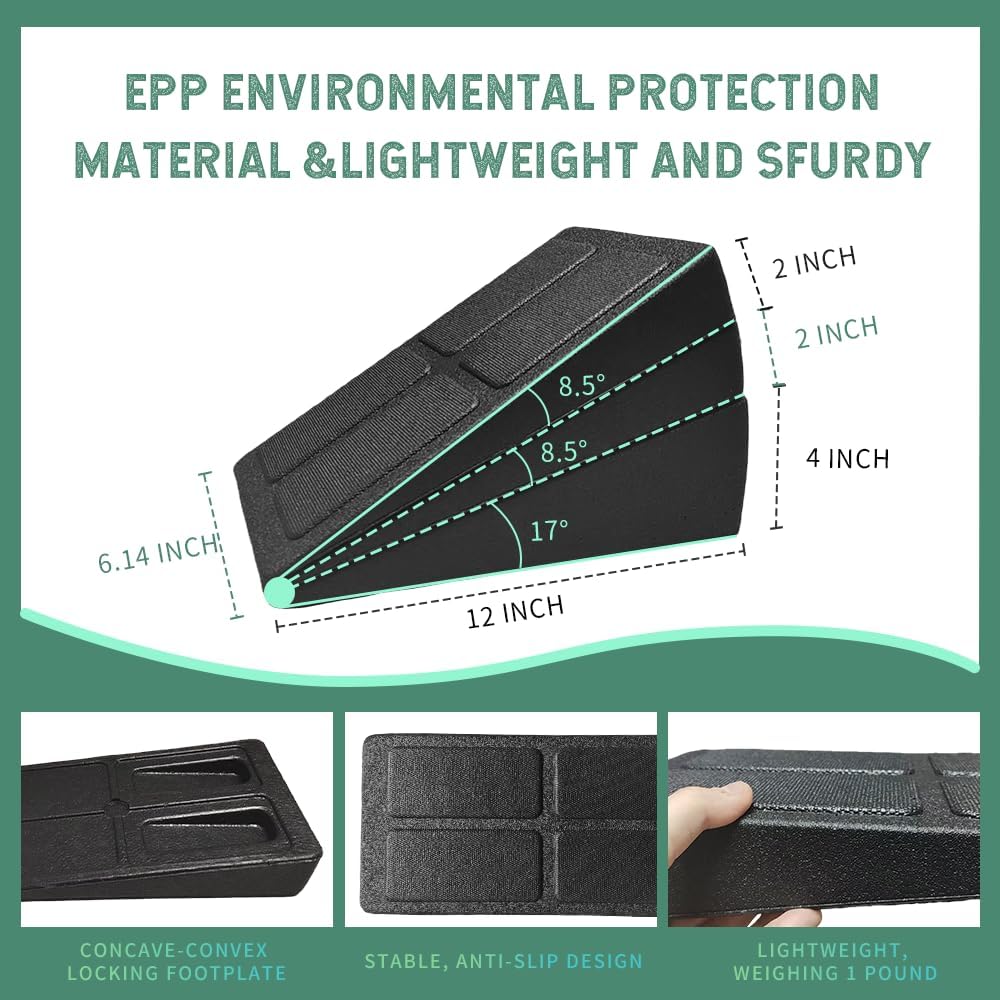 Squat Wedge Block Set of 3 - High-Density EPP Slant Board with 8.5° & 17° Stackable Angles - Deep-Groove Anti-Slip Surface for Calf Stretching, Physical Therapy & Ankle Mobility