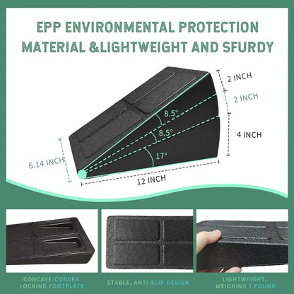 Squat Wedge Block Set of 3 - High-Density EPP Slant Board with 8.5° & 17° Stackable Angles - Deep-Groove Anti-Slip Surface for Calf Stretching, Physical Therapy & Ankle Mobility