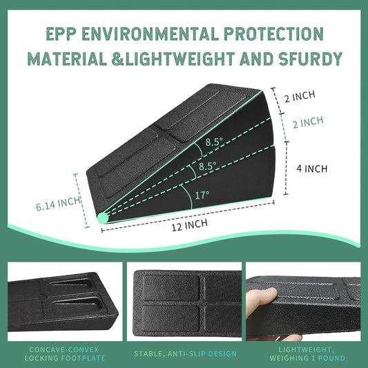 Squat Wedge Block Set of 3 - High-Density EPP Slant Board with 8.5° & 17° Stackable Angles - Deep-Groove Anti-Slip Surface for Calf Stretching, Physical Therapy & Ankle Mobility