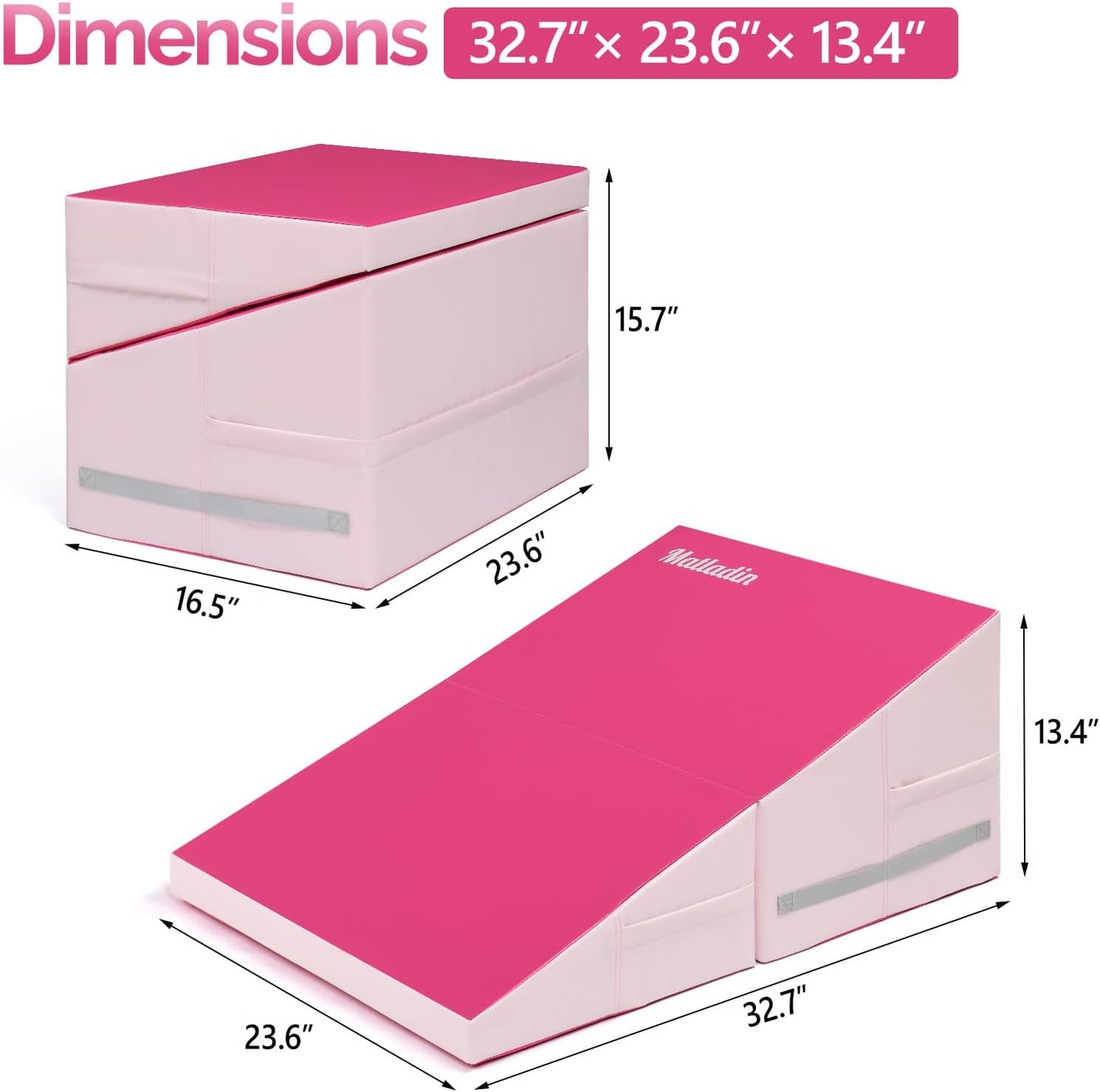 Matladin Incline Gymnastics Wedge Mat, Folding Gymnastics Mat for Kids Girls Home Training Exercise