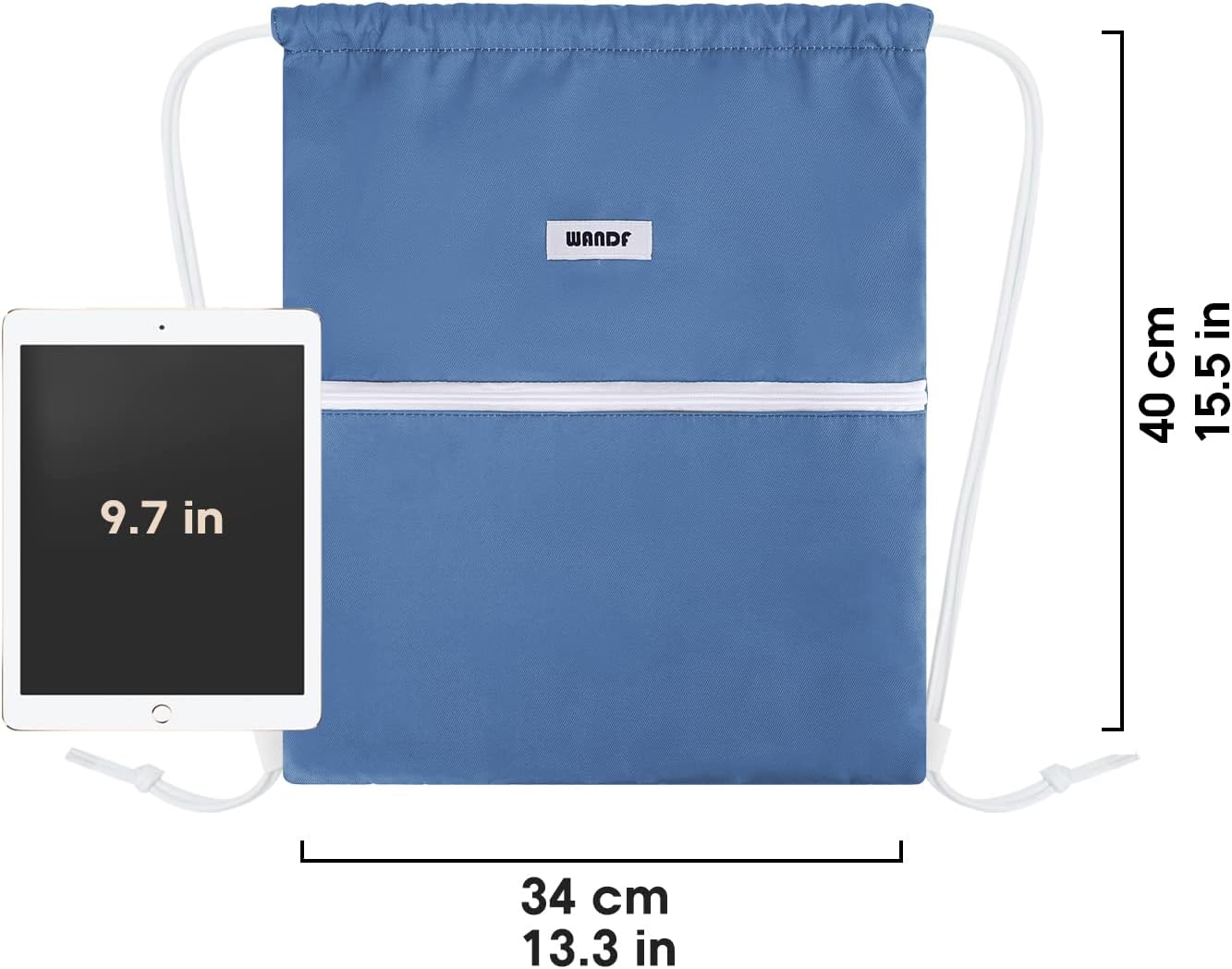 WANDF Drawstring Backpack String Bag Sackpack Cinch Water Resistant Nylon for Gym Shopping Sport Yoga (Black)