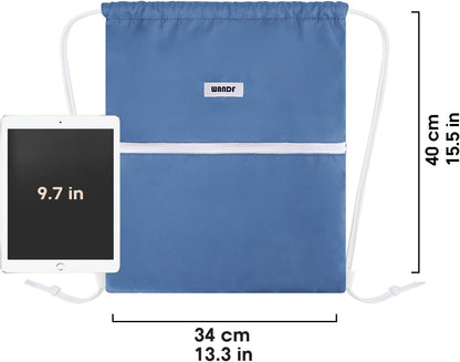 WANDF Drawstring Backpack String Bag Sackpack Cinch Water Resistant Nylon for Gym Shopping Sport Yoga (Black)