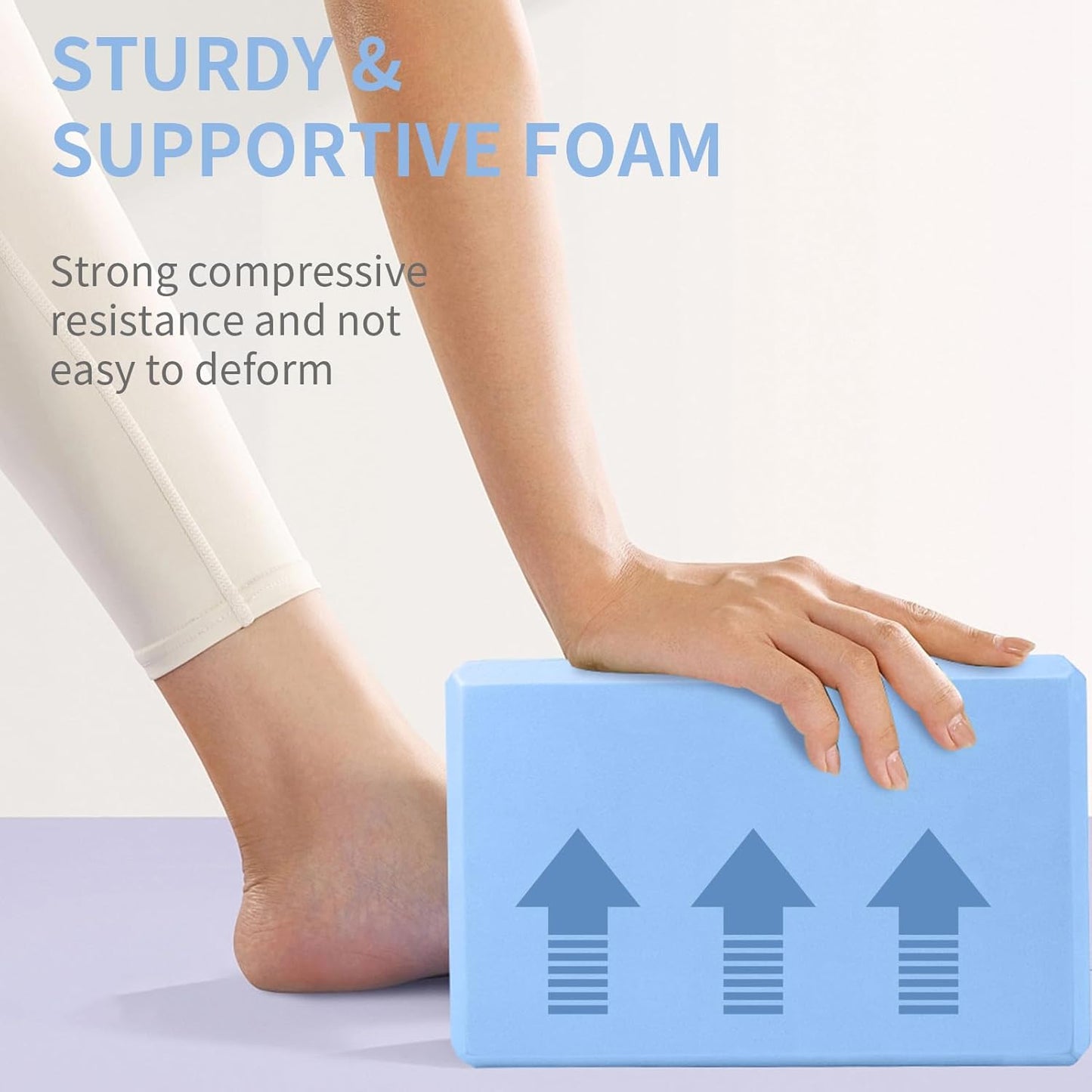 Yoga Block 2 Pack 9"x6"x3", Sturdy Yoga Foam Blocks, High Density & Non Slip Surface for Pilates & Stretching, Fitness Accessories for Stability & Balance