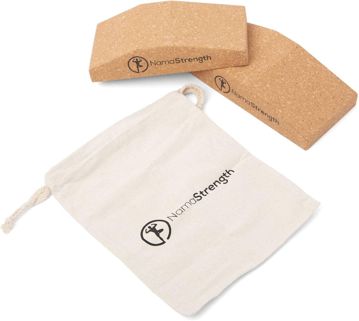 Cork Yoga Wedge Block - Non-Slip Wrist Support, Set of 2
