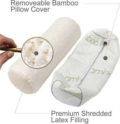 Kingnex Bolster Roll Pillow for Sleeping on Back or Side Under Knee to Relief Lower Back Pain Between Legs for Side Sleepers Cylinder Pillow with Removable Cover 20x8