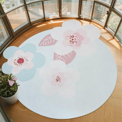 ABREEZE Irregular Large Flower Meditation Mat Non Slip Round Pilates Yoga Mat Natural Rubber with Sueded Surface Exercise Mat