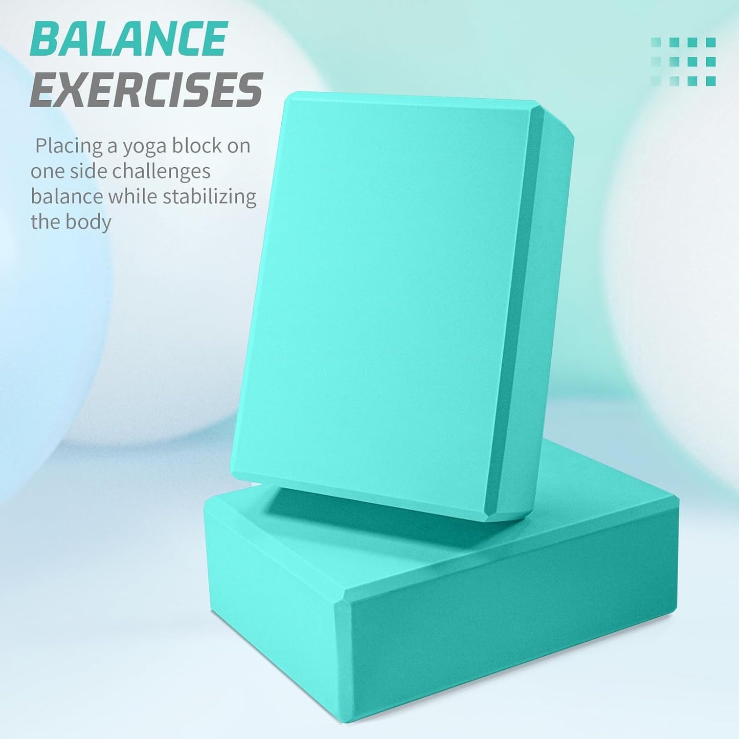Yoga Blocks 2 Pack 3x6x9IN Foam Block Supportive Latex-Free with Stretch Band, Non-Slip Exercise Blocks for Pilates, Meditation, Balance, Stretching and Deep Poses