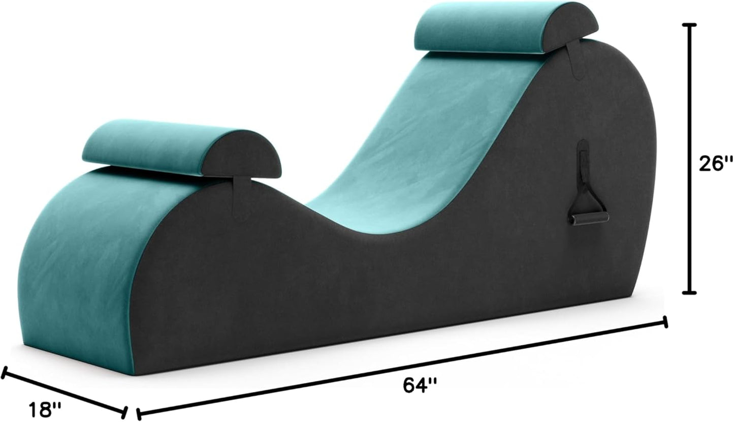 Avana Chakra Yoga Chaise - 2 Adjustable Headrests & Handles with Adjustable Straps, Micro-Velvet/Microloop, Grey & Grey