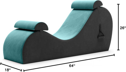 Avana Chakra Yoga Chaise - 2 Adjustable Headrests & Handles with Adjustable Straps, Micro-Velvet/Microloop, Grey & Grey
