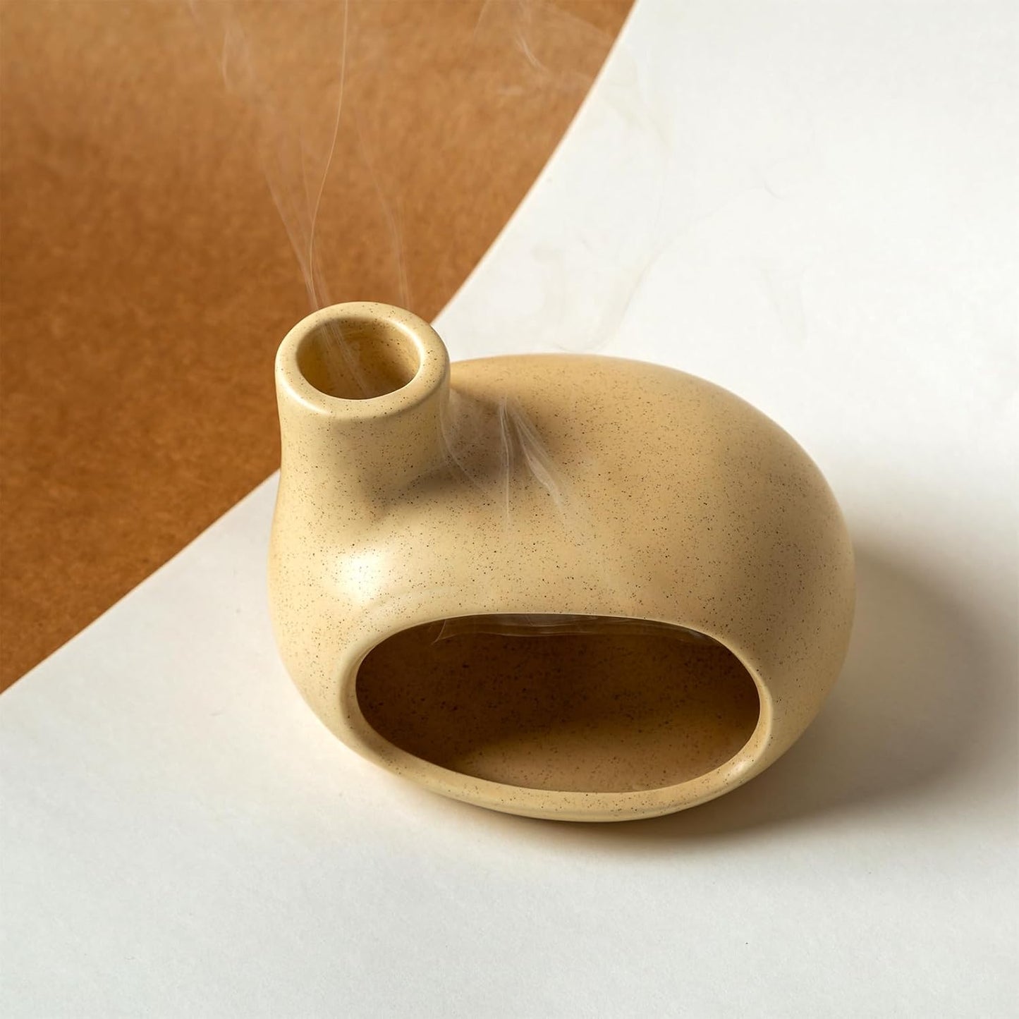 MOUGIGI Terracotta Palo Santo Holder - Modern Chiminea Incense Burner for Yoga, Meditation, and Energy Cleansing - Wood Sticks Dish, Sage Ash Catcher, Smudge Bowl, Cone Burner - Unique Meditation Gift