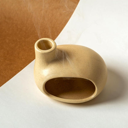 MOUGIGI Terracotta Palo Santo Holder - Modern Chiminea Incense Burner for Yoga, Meditation, and Energy Cleansing - Wood Sticks Dish, Sage Ash Catcher, Smudge Bowl, Cone Burner - Unique Meditation Gift
