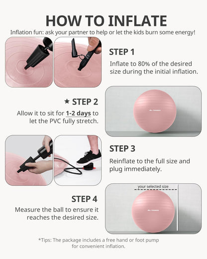 Trideer Exercise Ball Yoga Ball,Office Seating & Balance Ball Chair, Stability Ball for Pilates, Physical Therapy,Core Training & Balance Improvement & Stretching