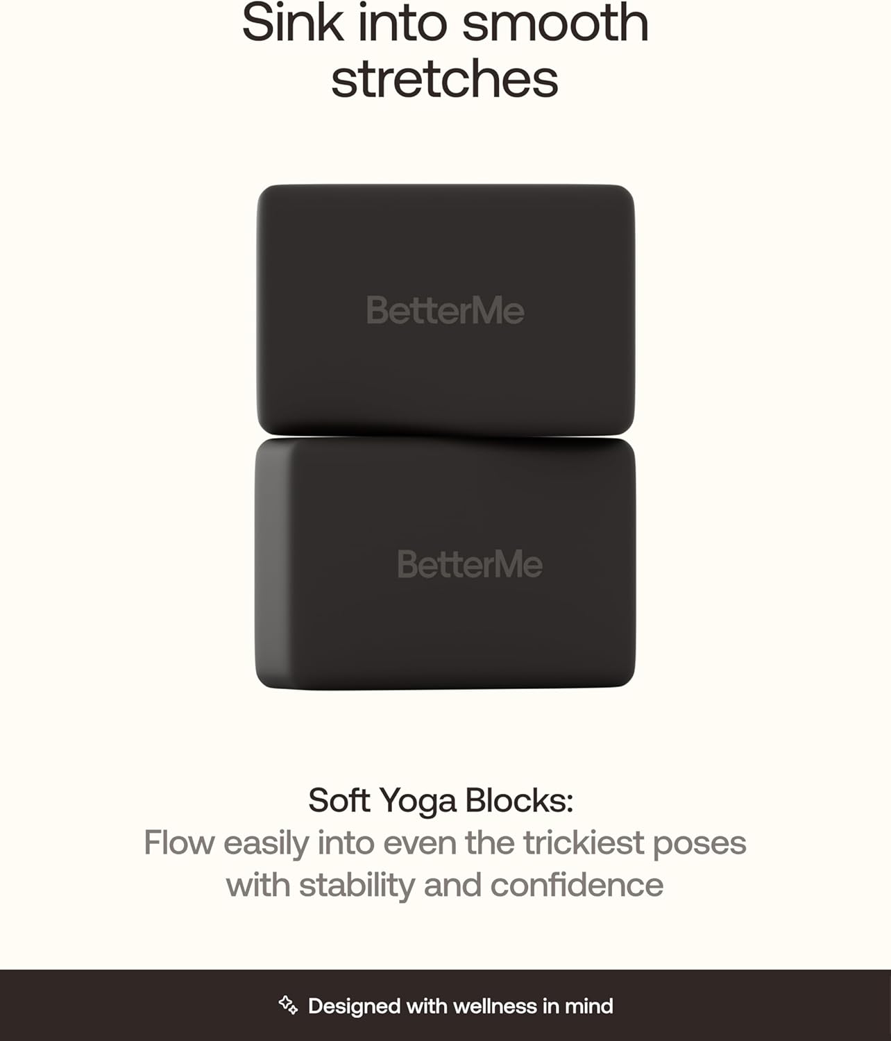 BetterMe Yoga Blocks Set of 2 – High Density Foam Yoga Blocks for Stretching, Pilates & Workouts – Lightweight Non-Slip Exercise Blocks for Flexibility & Balance