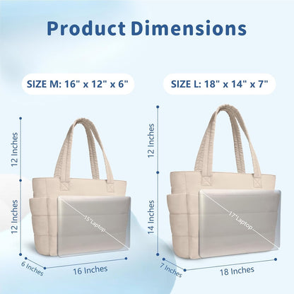 TOPDesign Puffer Tote Bag for Women, Lightweight Puffy Handbag with Compartments, Quilted Shoulder Bag for Work, Travel, Gym - Colors B