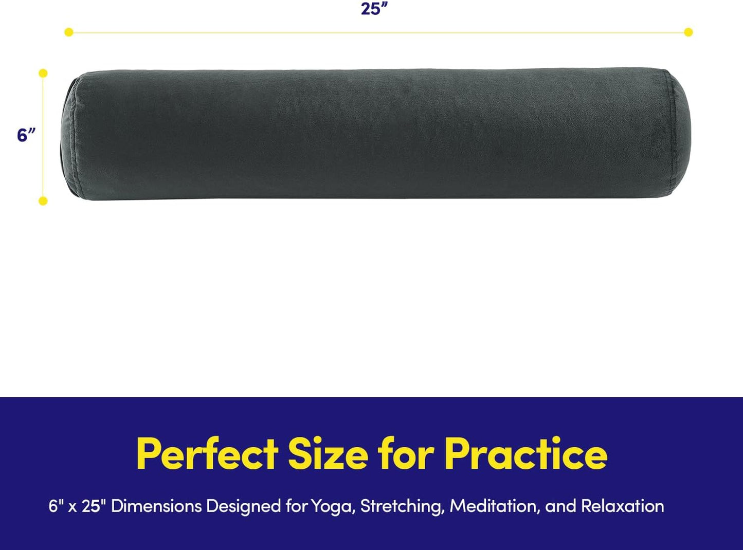 Meditation Cushion Bolster Pillow for Restorative Yoga – Supportive Cushion for Meditation, Pilates, and Relaxation – Filled with Buckwheat Hulls - Removable Cover