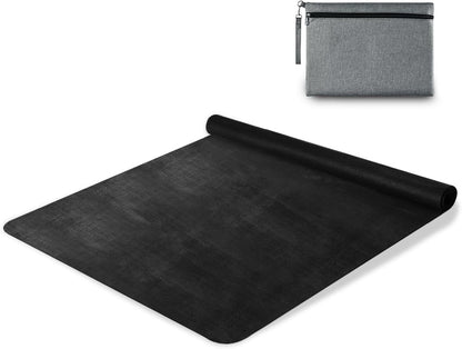 Black foldable yoga mat for home gym printed, natural rubber non slip, yoga mat bag carrier tapete para ejercicio 71x26 inches