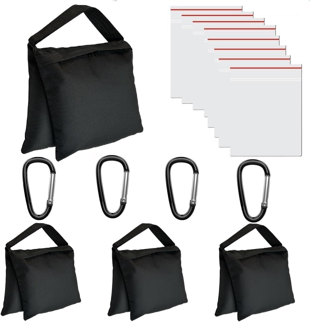 4 Pack Weight Sand Bags Saddle-Bag Style for Photography Tripod, Video Equipment, Studio Set, Light Stand, Film Set, Folding Chair, Camping Tents, Sports, Indoor Outdoor Use
