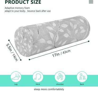 c Neck Roll Pillow Bolster Round Health Memory Foam Long Cervical Cylinder Pillows with Removable Washable Cover for Body Bed Legs Back Yoga - Colors A