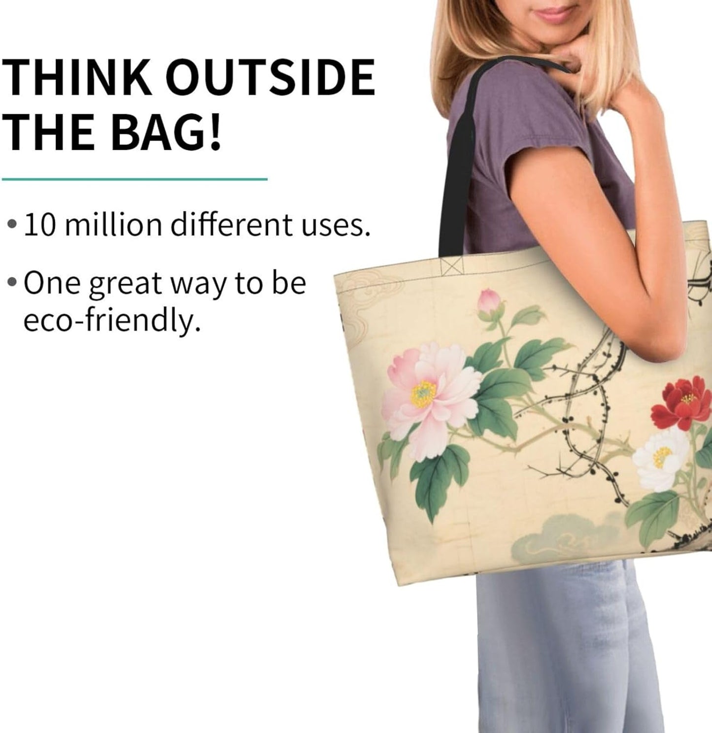 Tote Shoulder Bag Large Durable Reusable Eco-friendly Handbag Lightweight Stylish for Daily Use-19.7x15.7x5.9 Inch - Colors A