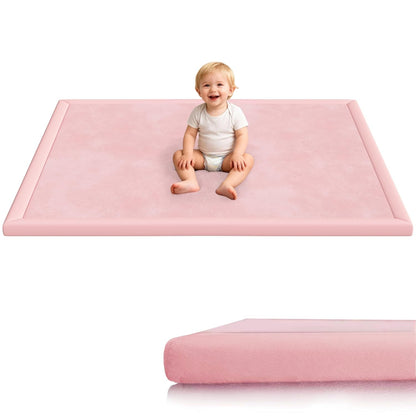 Baby Play Mat for Floor, 1.3'' Thick Memory Foam Tummy Time Mat - Super Soft Coral Velvet Nursery Rug with Non-Slip Backing, Crawling Rug for Toddlers/Infants, Yoga & Tatami Use, Oatmeal, 79''x 118''