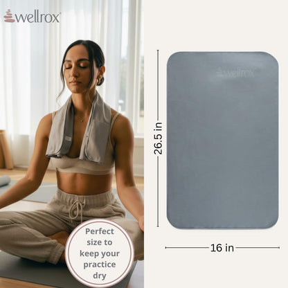 Wellrox Microfiber Yoga Hand Towel – Super Soft, Quick-Dry, Non Slip Yoga Towel for Hot Pilates, Gym & Workouts (26.5" x 16", Lavender)