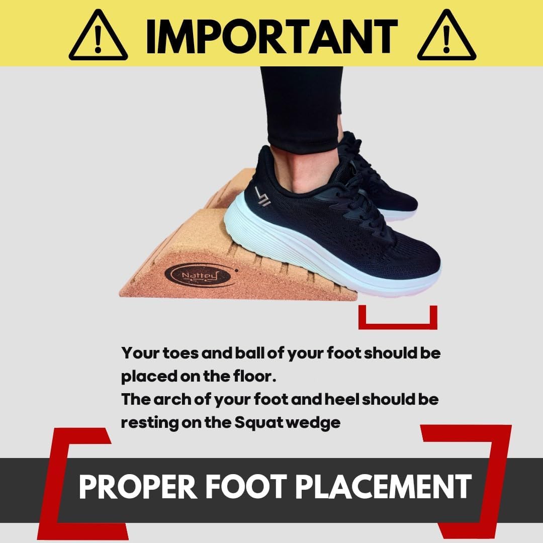 2025 NEW LARGER and Improved quality ECO-Friendly HIGHEST DENSITY Cork Squat Wedge Block Heel Calf Raise Platform NON-SLIP Slant Board Ramp Fitness Workouts Yoga Weightlifting exercise BAND 3 PIECES