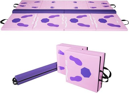 Kangaroo Hoppers Gymnastics Tumbling Mats for Kids, Foldable Gym Mat with Carrying Handles for Home Activity Play