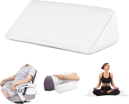 Small Wedge Pillow, Small Wedge Pillow for Sleeping, Foam Wedge for Yoga, Laptop, Memory Foam Positioning, Foam Pillow for Chair, Provide Support and Relieve Fatigue(Blue-17.7")