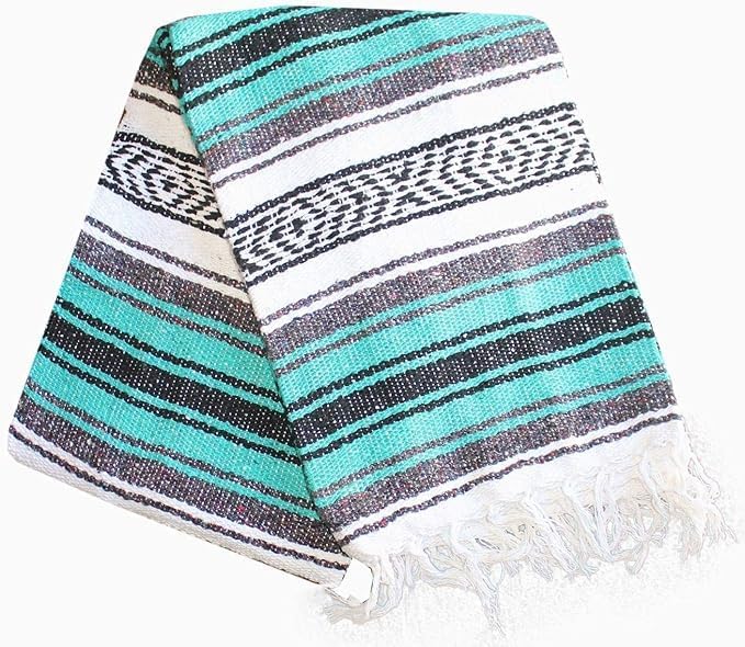 Del Mex Classic Mexican Blanket, Large Authentic Woven Falsa Throw (70"x50"), Artisan Southwest Décor for Beach, Yoga, Outdoors (Lavender)