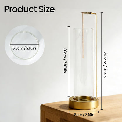 Incense Holder for Sticks, Anti-Ash Flying Incense Burner with 30 Incense Sticks, Detachable Glass Ash Catcher (Wood, Brown)
