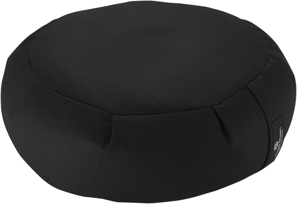 Hugger Mugger Zafu Meditation Cushion - Support in Cross-Legged Sitting, Buckwheat Filled, Durable Fabric, Convenient Handle, Handmade in USA