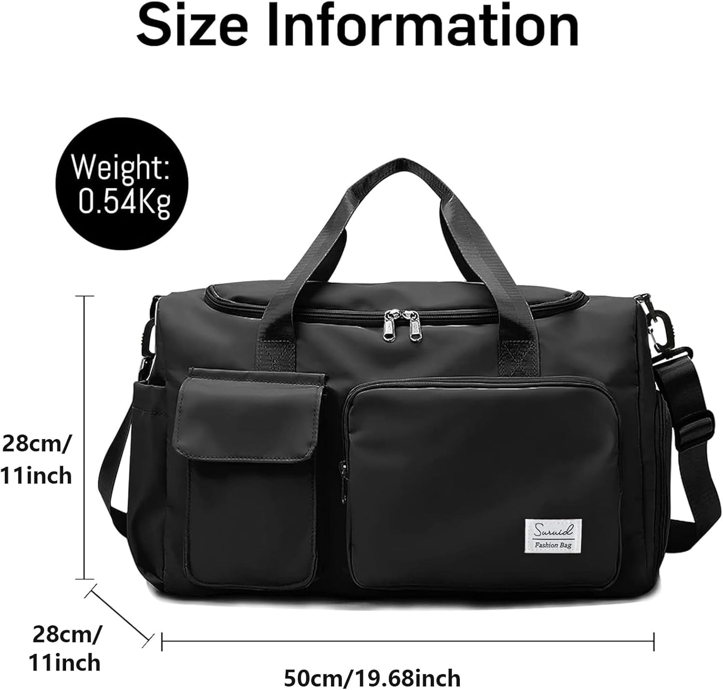Suruid Travel Yoga Duffel Bag with Shoes Compartment Sports Gym Handbag with Dry Wet Separated Pocket for Training Men and Women, Overnight /Weekender Bag - Pink