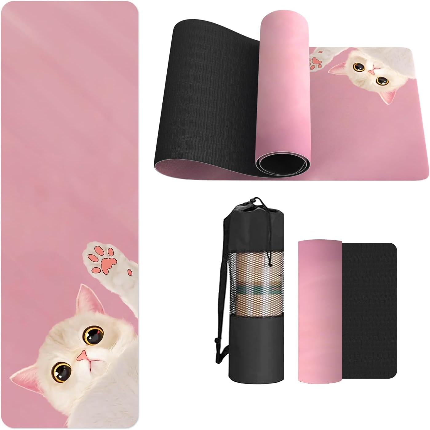 FOLAI Extra Thick Yoga Mat 6mm，pilates mat thick - Non-Slip Exercise Mat for HIIT, Pilates & Home Workouts & Workout with Free Carry Strap