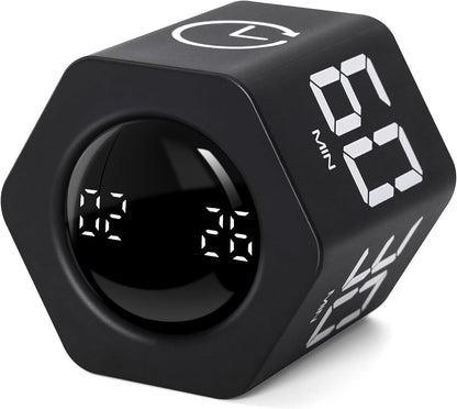 Productivity Timer 1, 5, 10, 30, 60 Minutes Preset, Desk Cube Timer with Gravity Sensor/Mute/Vibration for ADHD, Work, Study, Kitchen, Back to School (Wood Grain)
