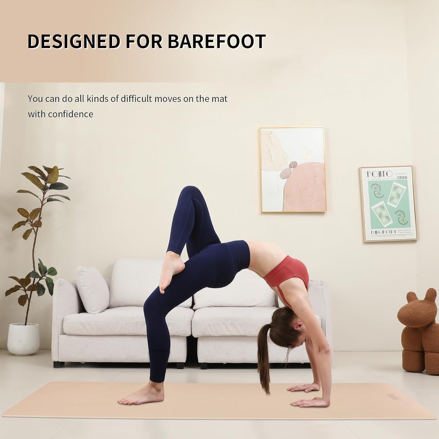 Yoga Mat Extra thick 8mm Exercise mat, Soft Lightweight TPE Fitness Mat with strap, High Elasticity, Anti-fatigue,non-slip mat for Women, Yoga, Camping, Travel, Gym & Outdoor | 72"L x 0.32"Th
