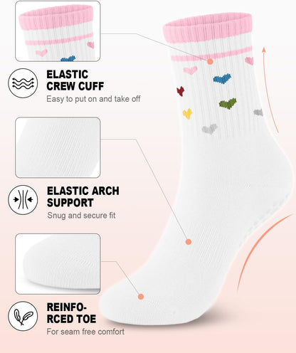 3/6 Pairs Grip Pilates Socks for Women, Non-slip Yoga Athletic Socks for Barre Ballet Barefoot Workout Hospital