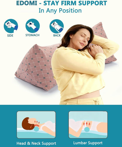 Cervical Buckwheat Roll Pillow for Sleeping,15.7"x5.9" Buckwheat Hulls Pillows Filling, Triangle Pillow for Neck Support Yoga Bolster, Adjustable Fill for Neck Pain Relief,Gray