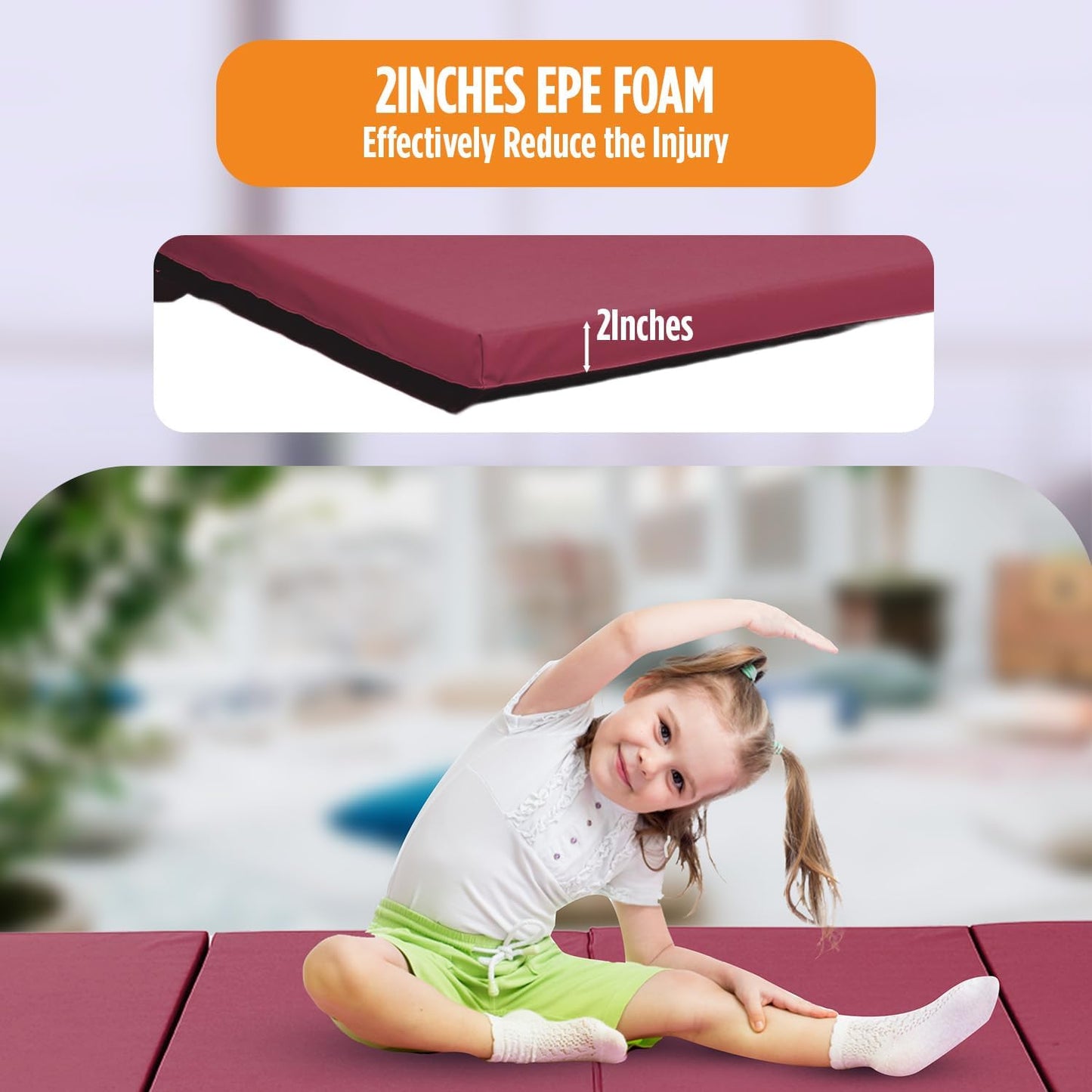 Gymnastics Mats Foldable Tumbling Mats Portable Gymnastics Exercise Mat Thick Gymnastics Tumbling Mats Pad Home Exercise Panel Mat With Carrying Handles