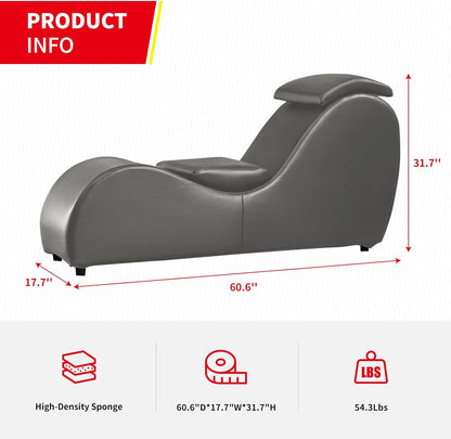 MUZZ Yoga Chairs for Adults, Velvet Yoga Chaise Lounge for Adult Exercise, Stretching, Relaxation, Modern Curved Tantra Chairs for Bedroom,Living Room(Dark Grey)
